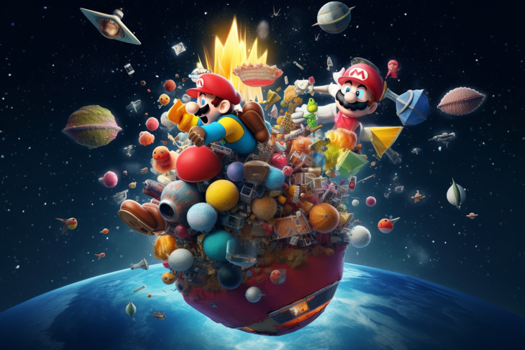 Hauska ainutlaatuinen teos, jossa Mariot seikkailevat avaruudessa. Taidetta vapaa-ajanvietto tilaan